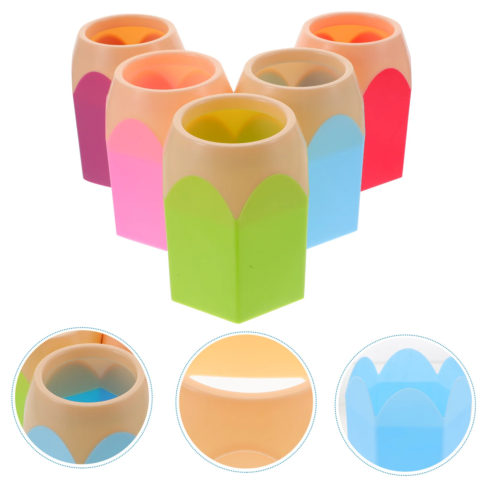 

5Pcs Color Block Pencil Holders Desktop Pen Organizers Large Capacity Makeup Brush Cups Office Desk Storage Containers