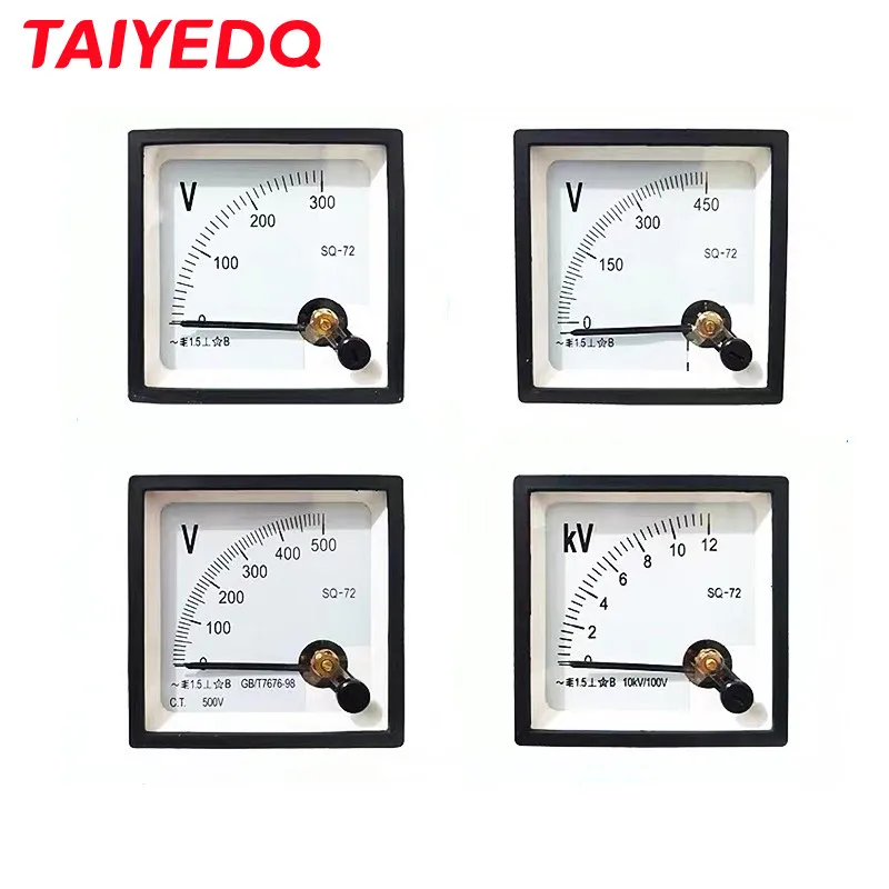 AC 0-450V 250V 300V 500V Analog Panel Volt Voltage Meter Voltmeter Gauge SQ-72 72*72mm Pointer Type Meter