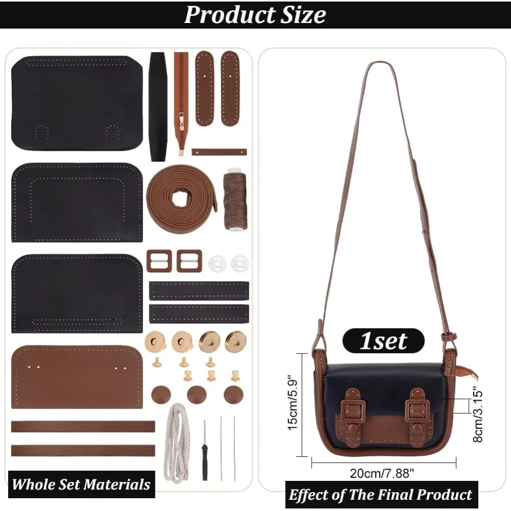 Leather Crossbody Purse Making Kit, Women Handmade Shoulder Bag Making Set Fashion Messenger Bag Handbag Sewing