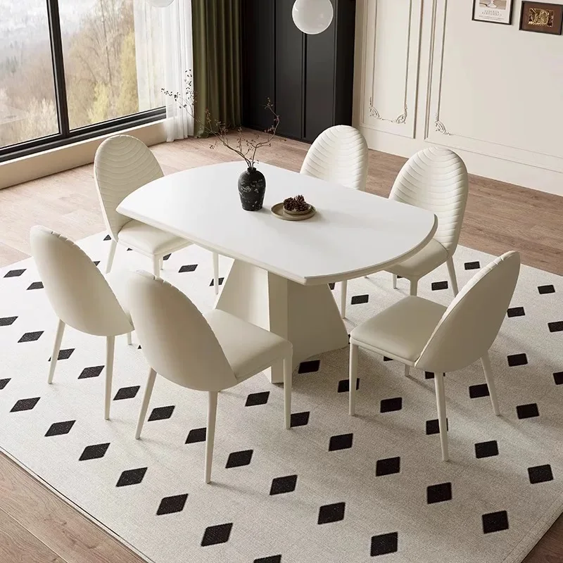 

Luxury Style Modern Extendable Round Marble Stone Wooden Dining Table Chair Set, 4, 6 8 Seaters Space Saving Furniture Designs