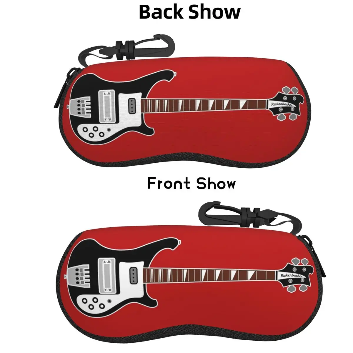 

GUITAR SILHOUETTES - RICKENBACKER BASS Shell Glasses Case Portable Sunglasses Box Women Men Soft Eyeglass Bag Pouch