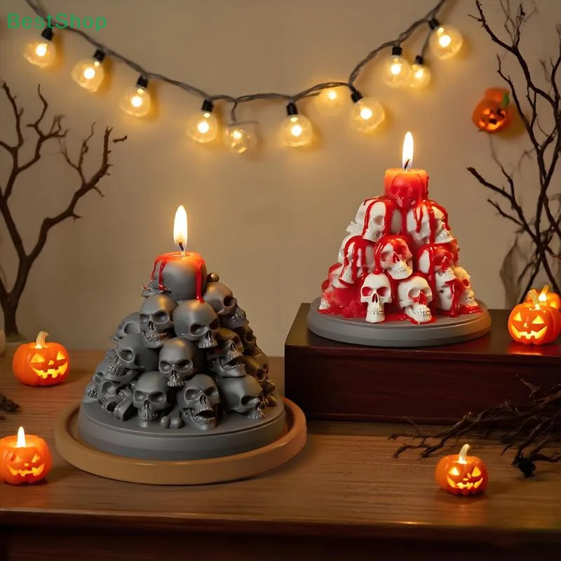 

tipoVictoria Viss3D Многослойные силиконовые формы для свечей с черепом Хэллоуин DIY Ароматическая форма для свечей