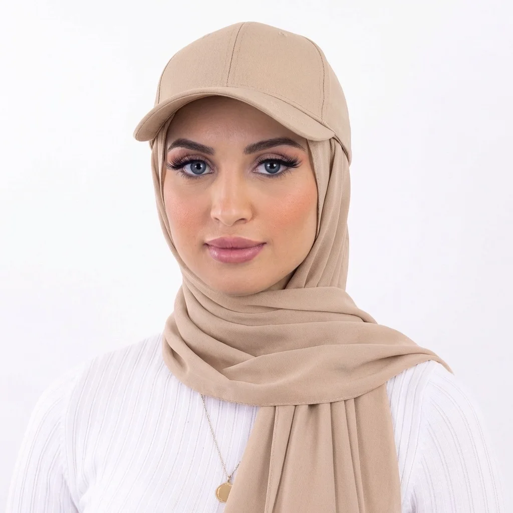 Ramadan Solid Color Hijab Cap for Muslim Ladies Soft Non Slip Brim Hat Headscarf for Outdoor Sports Headband Turbante Mujer New