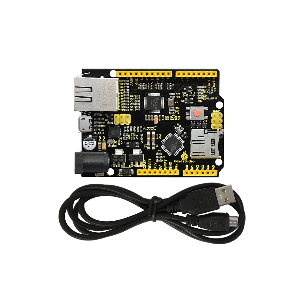 Keyestudio W5500 Ethernet Development Board TCP/IP Network Module Compatible with Arduino Projects Without POE