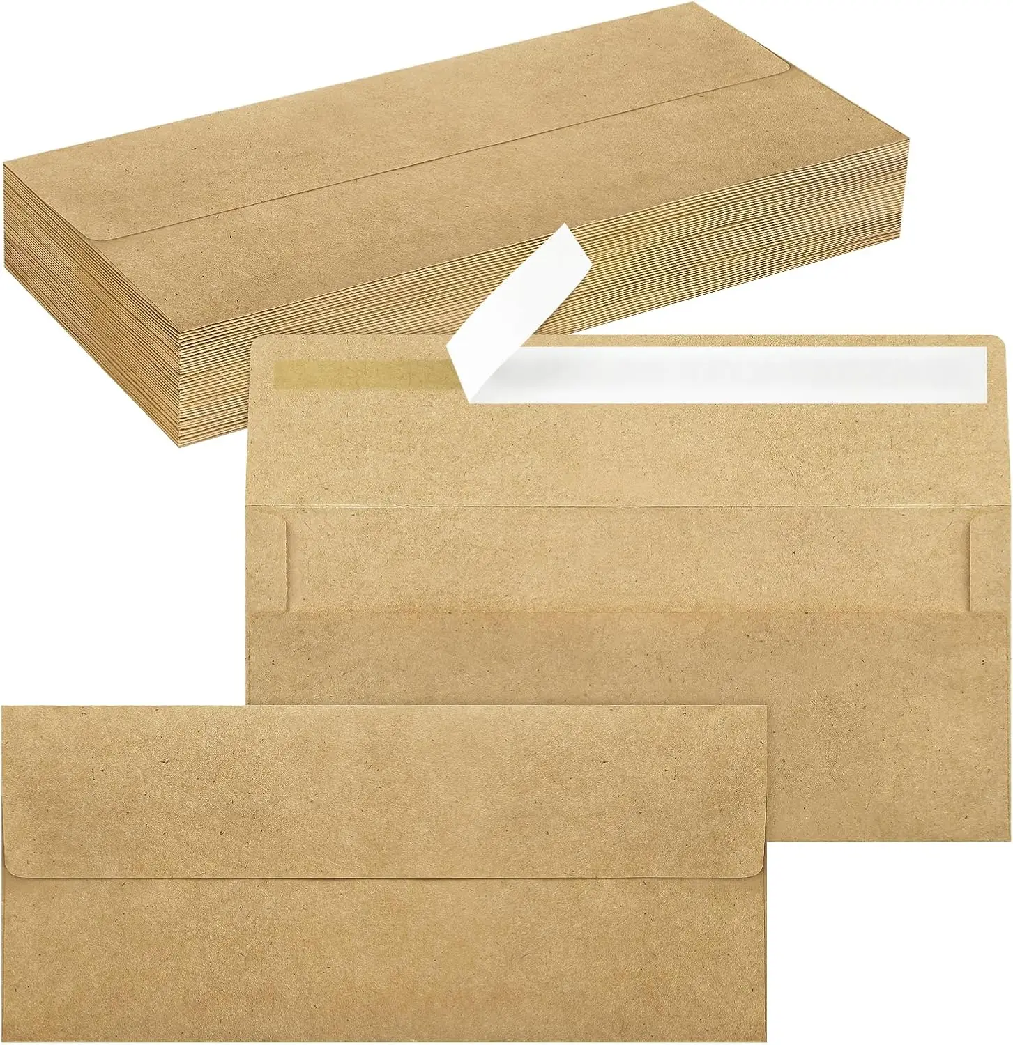 

50 Pack #10 Business Envelopes Self Seal Kraft Envelopes for Secure Mailing Office Checks Invoices 4 1/8 x 9 1/2 Inches