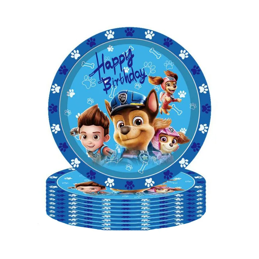 New Paw Patrol Party Supplies Cute Dog Theme Birthday Decorations Chase Skye Marshall Paper Cup Tablecloth Fork Spoon Tablewares