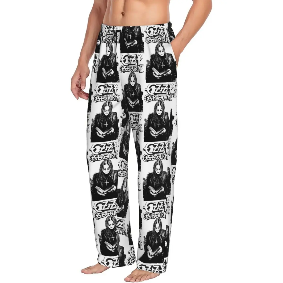 بنطال بيجامة Ozzy Osbourne للرجال مطبوع حسب الطلب، ملابس نوم برينس أوف داركنيس، قيعان صالة النوم مع جيوب