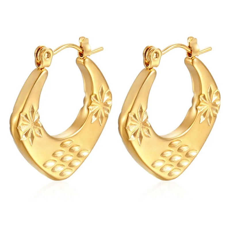 316L Stainless Steel 2 Pieces Irregular Circle Wrinkle Pattern Earring for Women Unique Jewelry Gifts Wholesale