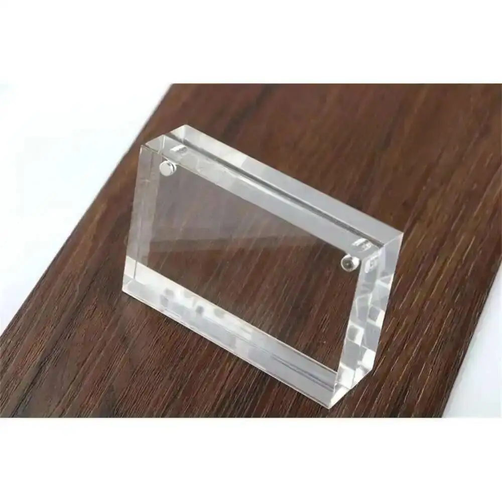 60*90mm Price Tag Name Card Display Acrylic Magnetic Picture Photo Frame Declining Desk Sign Frame Ad Block Label Display Stand