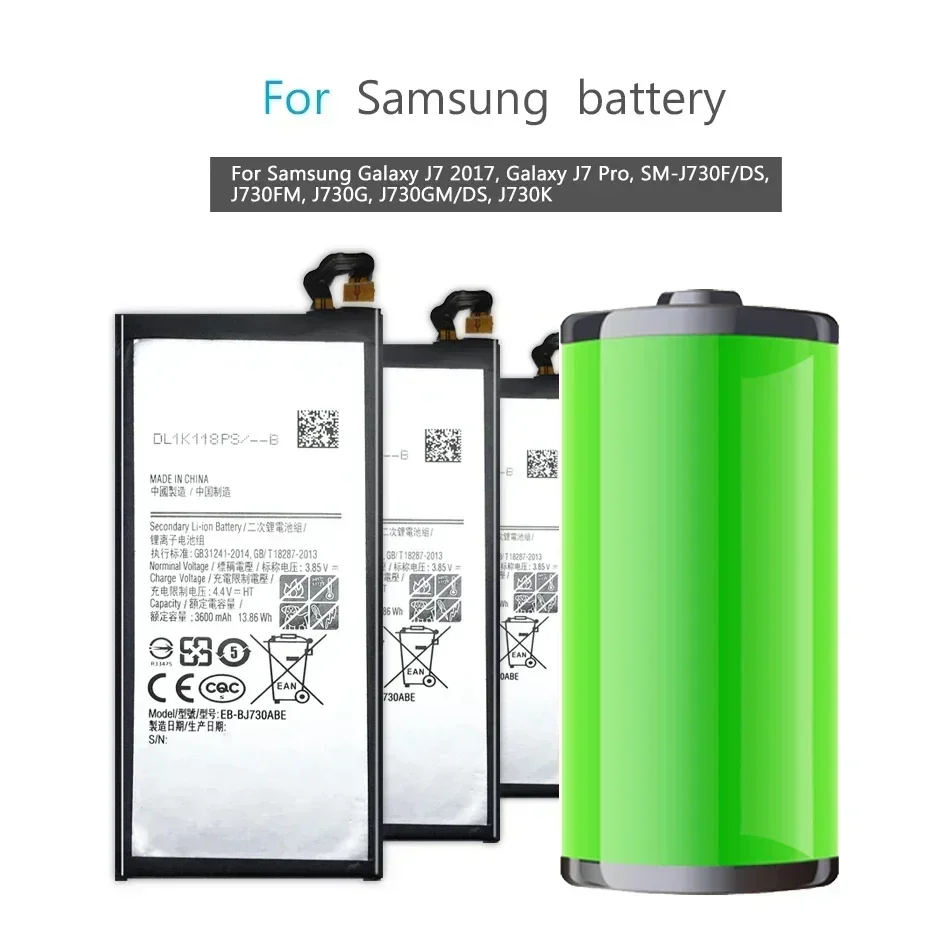 3600mAh Battery EB-BJ730ABE For Samsung Galaxy J7 2017, For Galaxy J7 Pro, SM-J730F/DS, J730FM, J730G, J730GM/DS, J730K