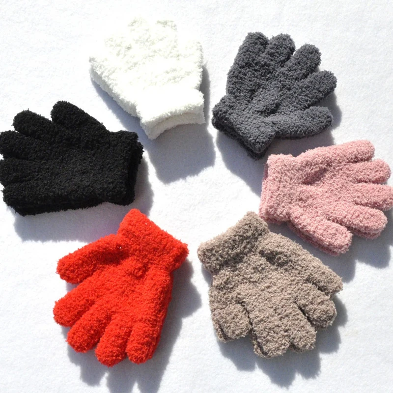 Plush Gloves Unisex Half-velvet Gloves Students Winter Warm Plus Velvet Thickened Knitted Gloves