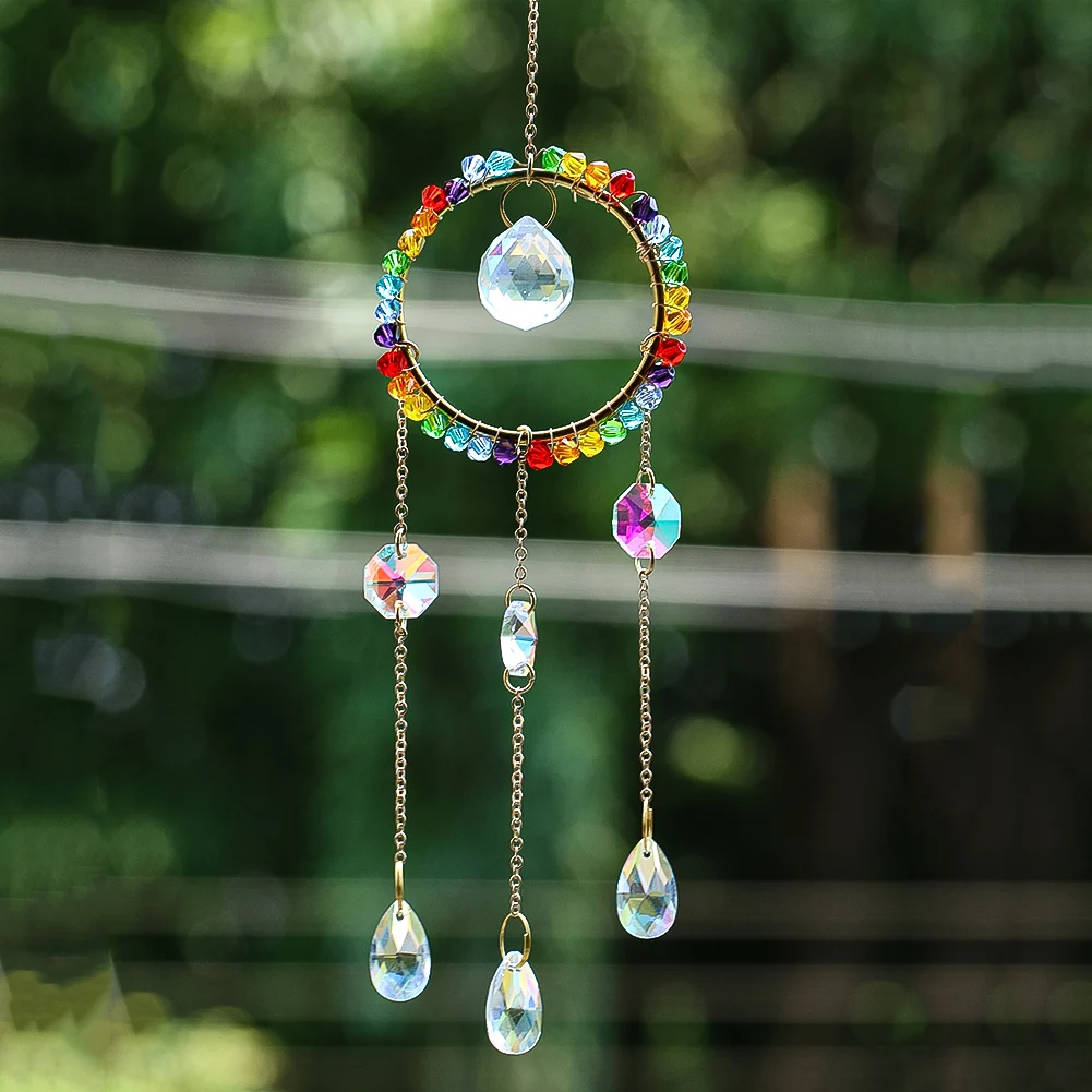 

Радужный хрустальный кулон «Солнце», подвесной «Ловец солнца», призма, люстра, орнамент, украшение для окна, сада, Радужный светильник, подарок