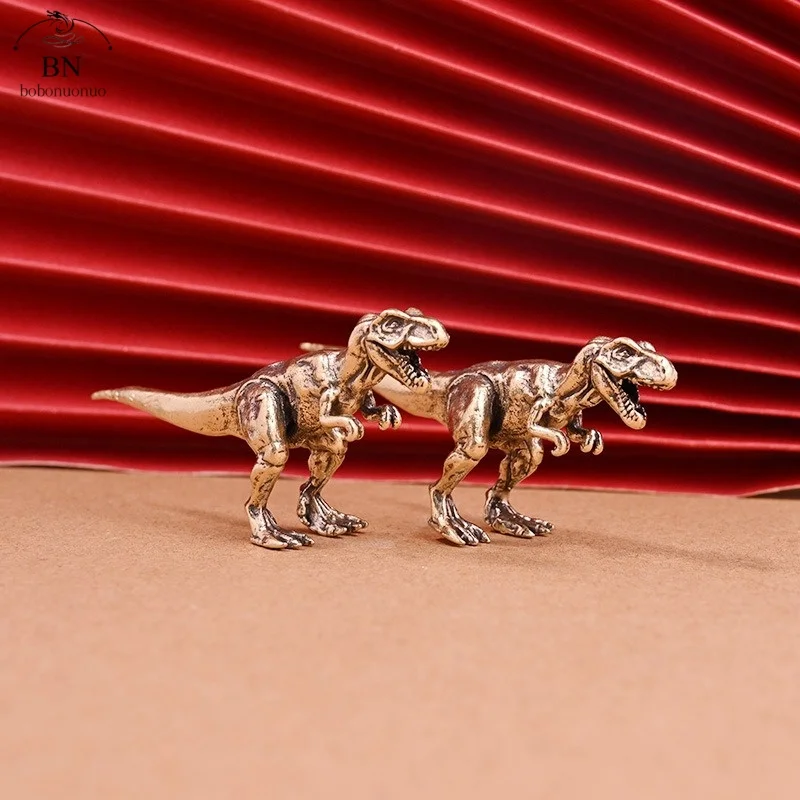 Solid Brass Jurassic Dinosaurs Small Statue Desktop Ornament Tyrannosaurus Rex Miniatures Figurines Home Decoration Crafts Decor