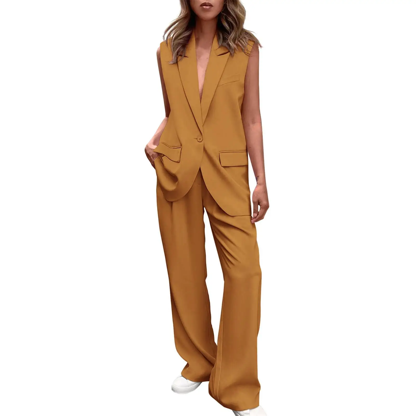 

Women's Slim Fit Suit Straight Leg Pants Faionable Long Pants for Ladies Summer 2024 Collection No Brand Registered