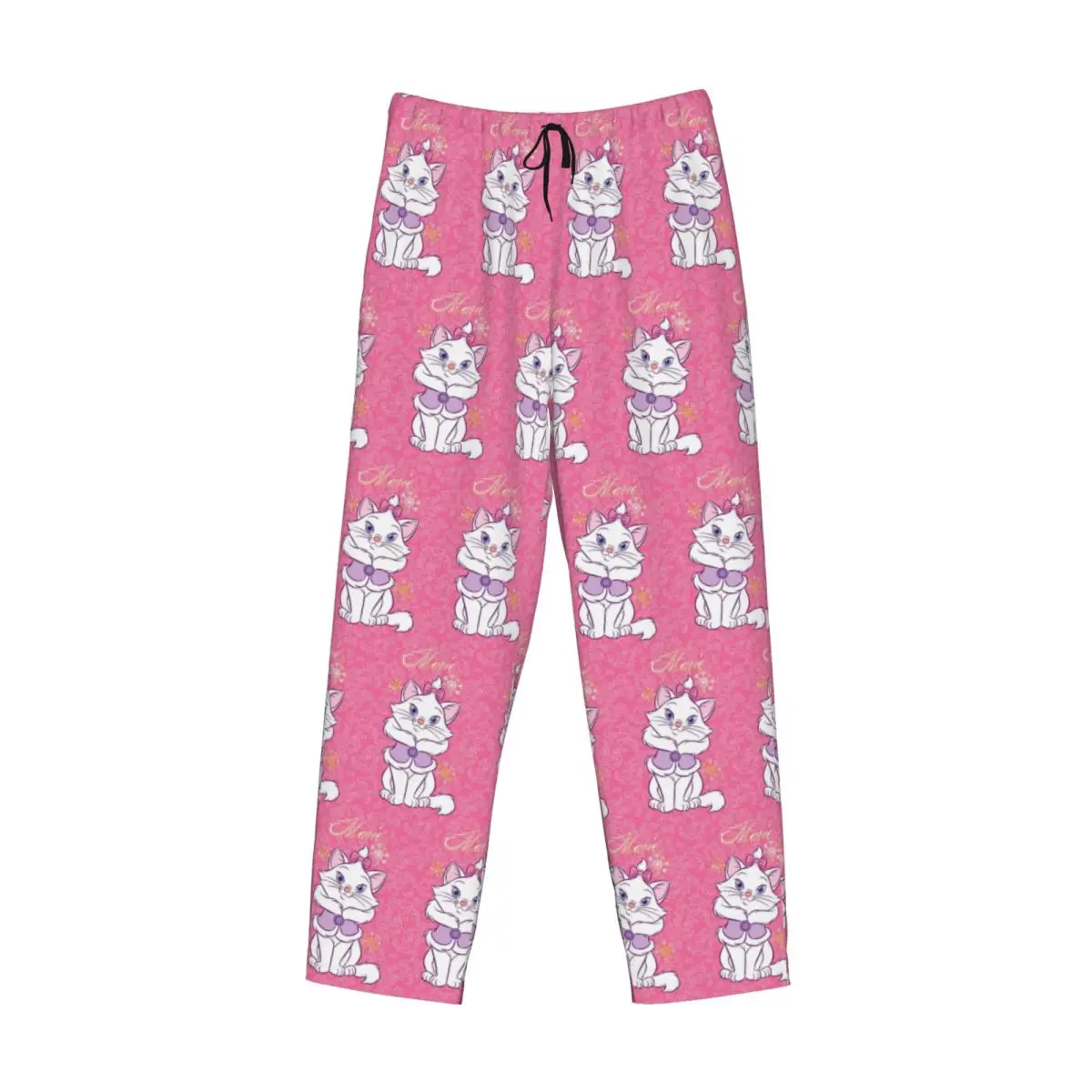 Pantalon de pyjama drôle personnalisé pour hommes, vêtements de nuit College d'animaux de dessin animé, bas avec poches, Marie Cat