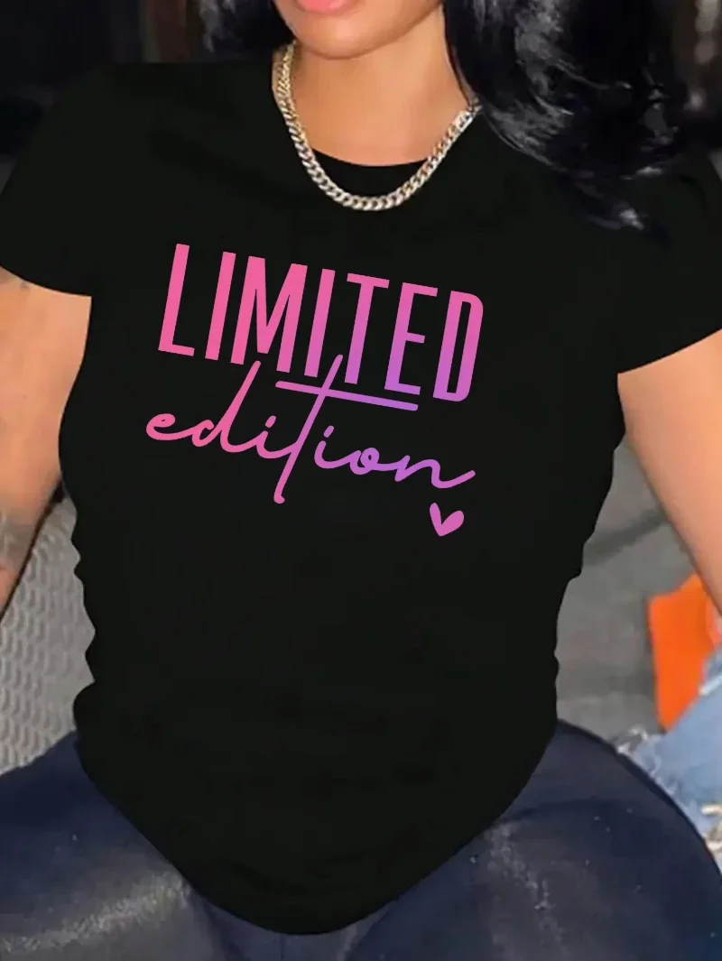 

Women's Fashion Limited Edition Crew Neck T-Shirt Medium Stretch Short Sleeves Suitable for All Seasons Graphic T Shirts Y2K Top