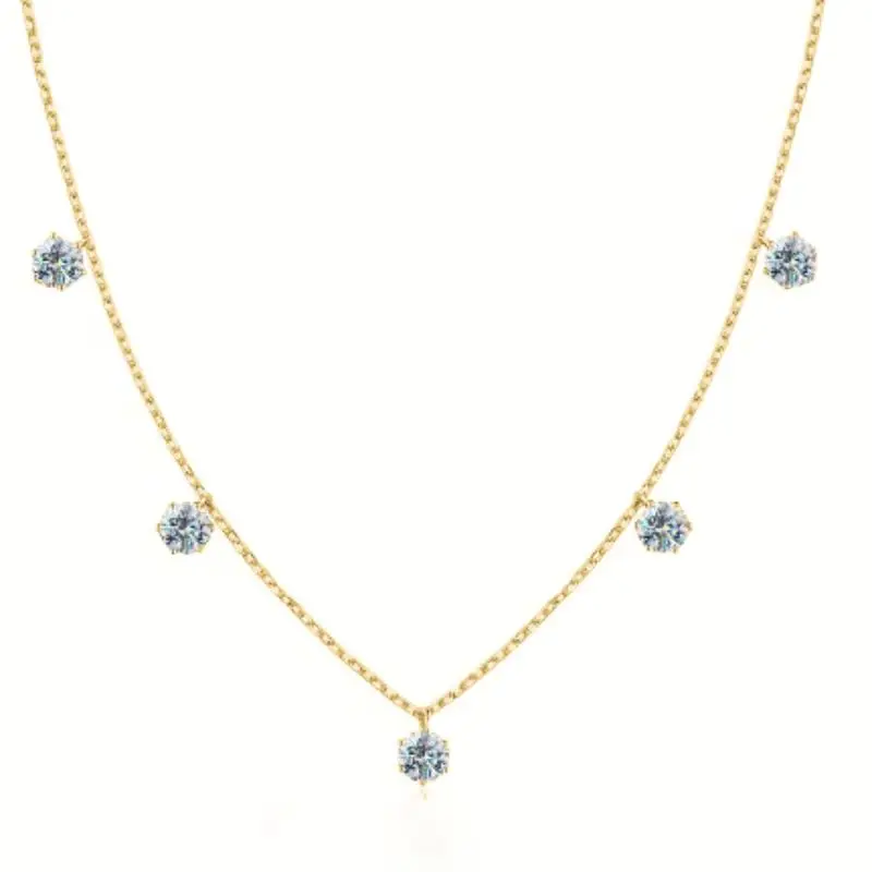 0.5CT Real Moissanite Diamond Round Pendant Necklace for Women's Daily Wear Anniversary 925 Sterling Silver Fine Jewelry view 3