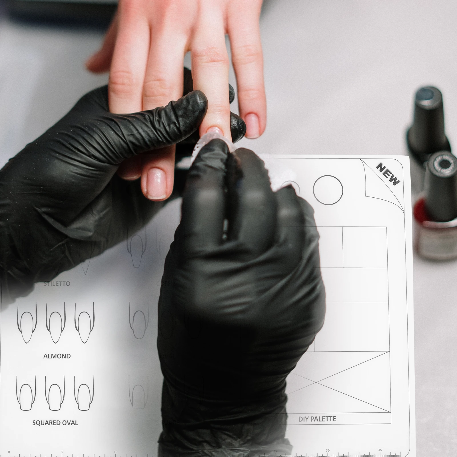 アクリルネイルマット シリコン製練習シート アプリケーション練習用 ネイルアートビーズサイズ学習 アクリルマニキュアマット