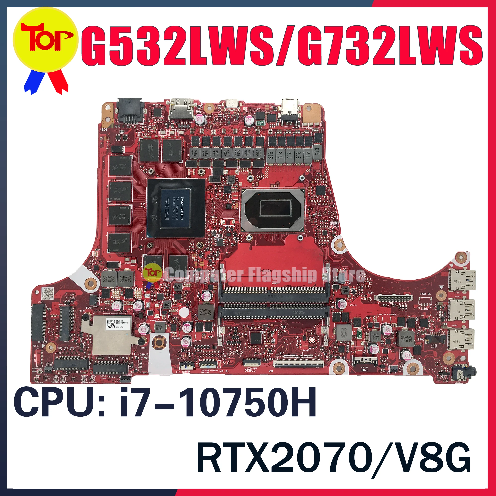 Imagem -01 - Placa-mãe Kefu-laptop para Asus G532lws G712lv G712lv Mainboard w I710750h Gtx1660ti Rtx2060 Rtx2070