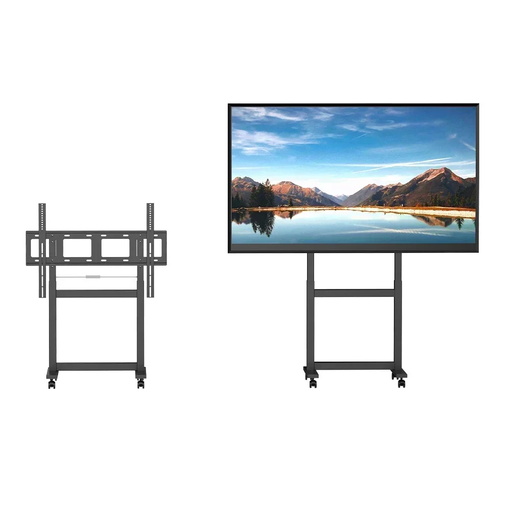 Contuo 65"-70" Rolling TV Cart Uchwyty podłogowe Stojak na telewizor Mobilny wózek pod telewizor z kółkami i półką