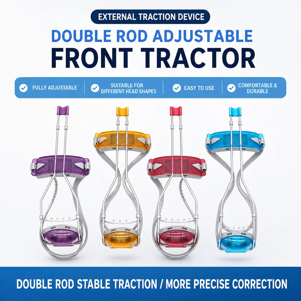 Adjustable Orthodontic Face Mask Headgear with Chin Cup & Facebow Single/Double Lever Dental Ortho Traction Tool for Clinic Use