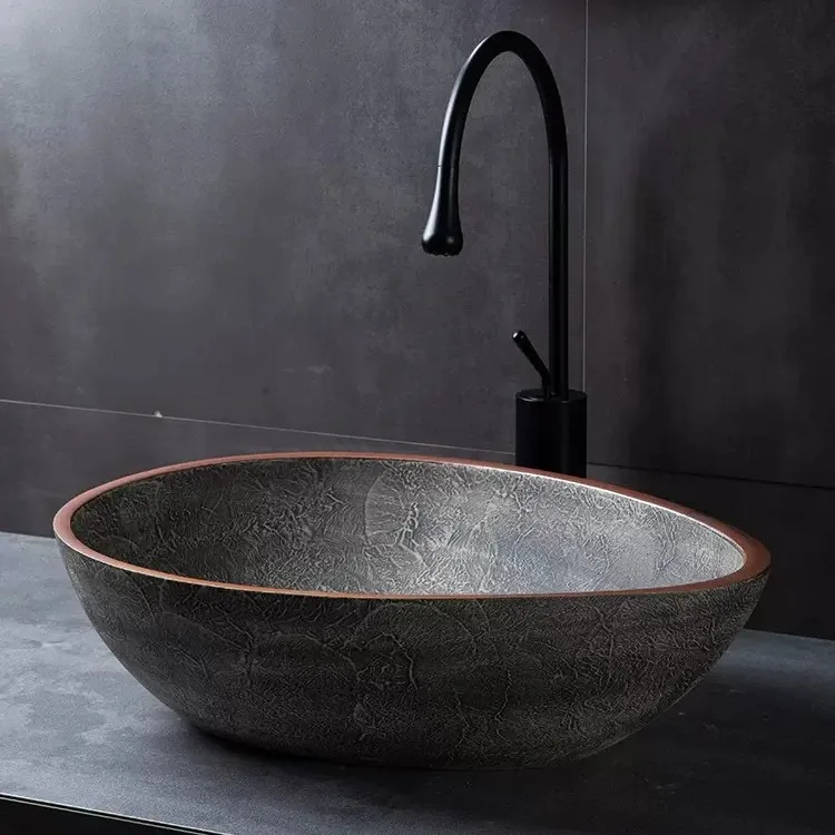 On-stage basin Balcony wash basin Retro ceramic bathroom Special-shaped washbasin Household