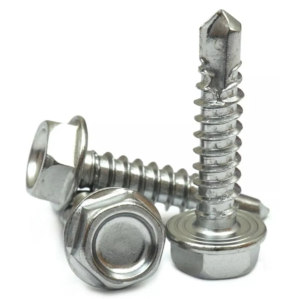 Stainless Steel Hexagonal Tapping Screws 200Pcs Assorted Sizes for Reliable Fastening in Different Applications