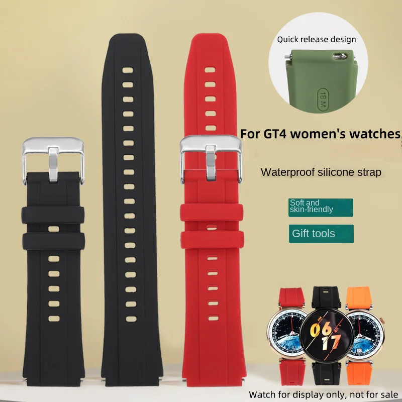 

For Huawei GT4 smartwatch strap bracelet 18mm silicone strap soft waterproof sports women 41mm dial watchband replacet wristband