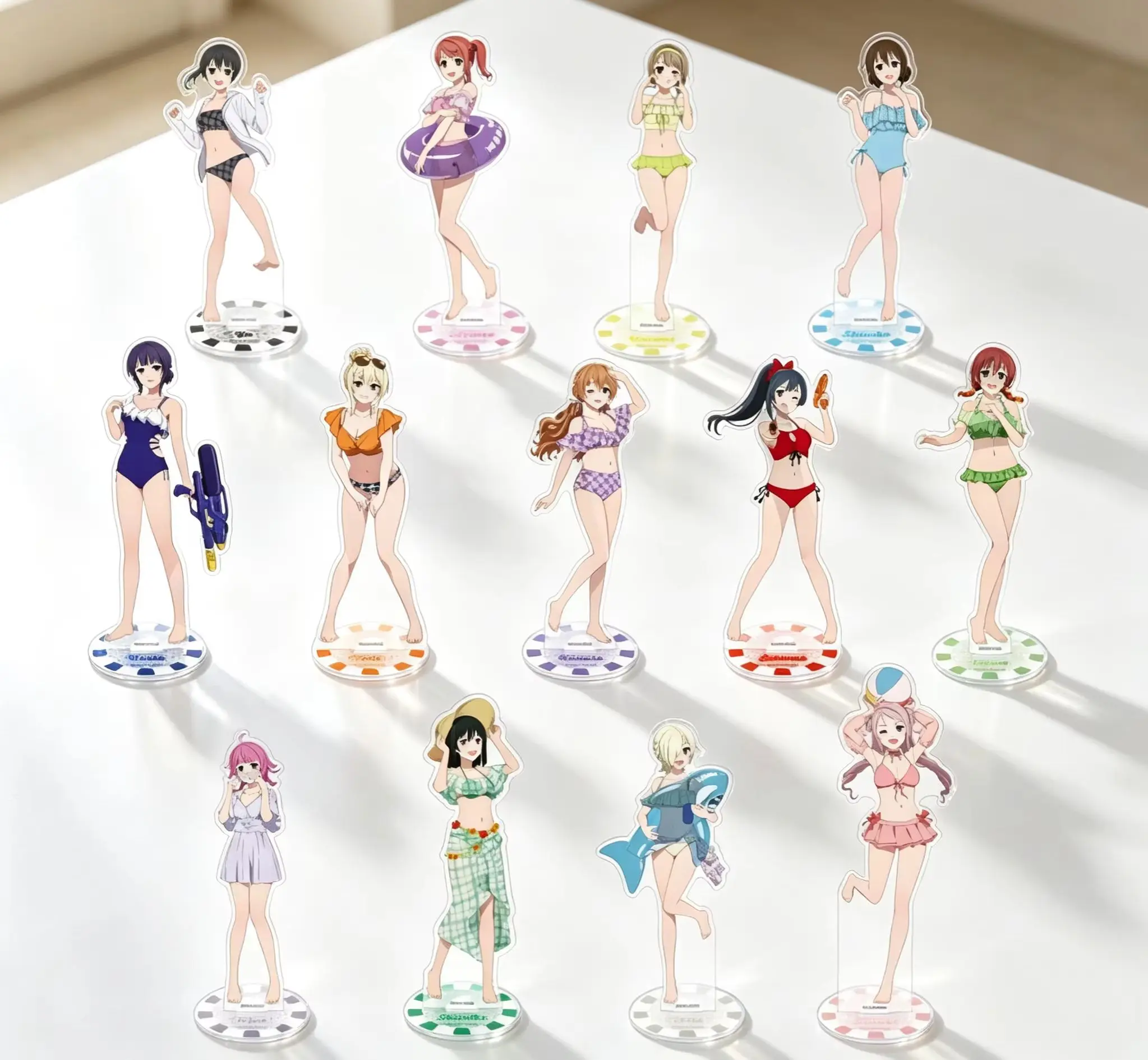 Love Live!  Yu Takasaki Rina Tennoji Summer Swimwear Acrylic Stand Model Plate Keychains Desk Decorations Fans Gifts
