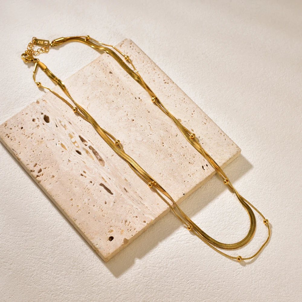 L68 Luxury Gold Plated Multi-layer Beads Necklace 3