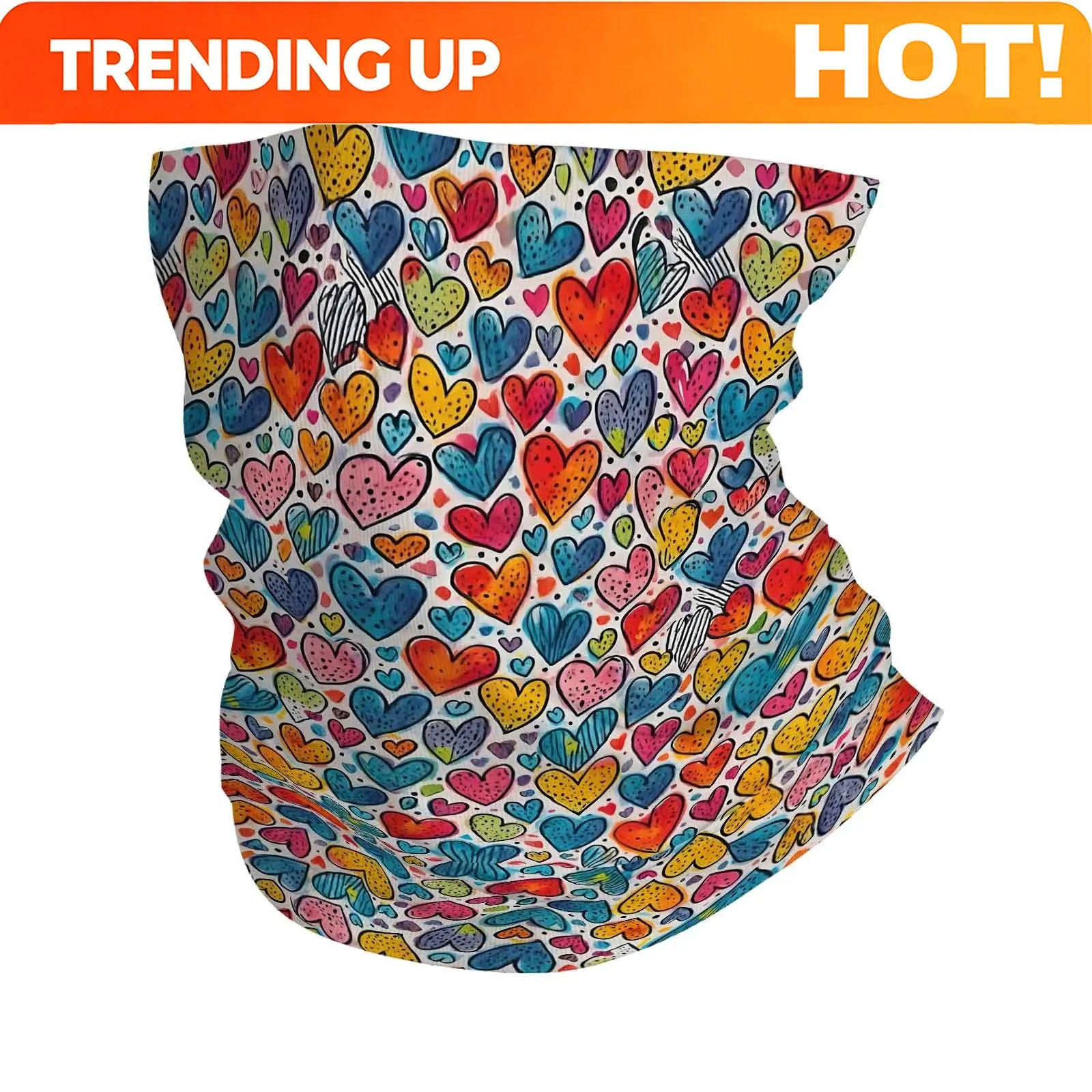 Customization Colorful, Heart Pattern, Abstract Art Novel Design Multi-Functional Printed Scarf Suitable For Outdoor Men Women