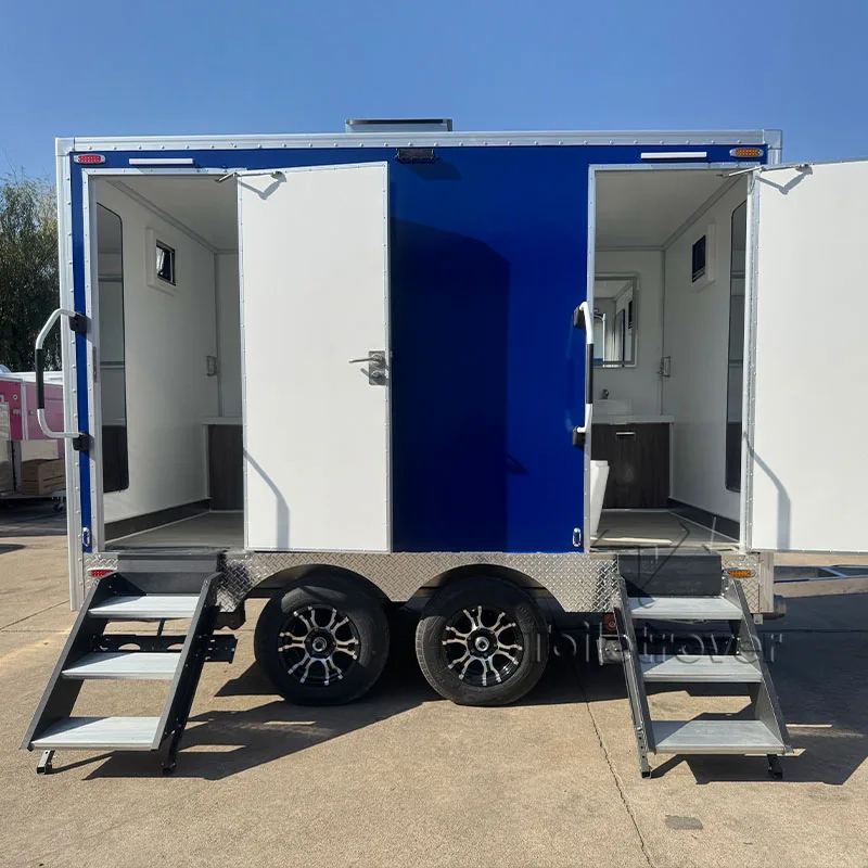 Wholesale Outdoor Mobile Toilet Trailer Portable Bathroom Trailer 2-Station Luxury Portable Restroom Trailer for Wedding