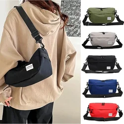 2024 Solid Color Messenger Sling Bag Fashion Zipper Large Capacity Crossbody Bag Outdoor Sports Nylon Shoulder Bag