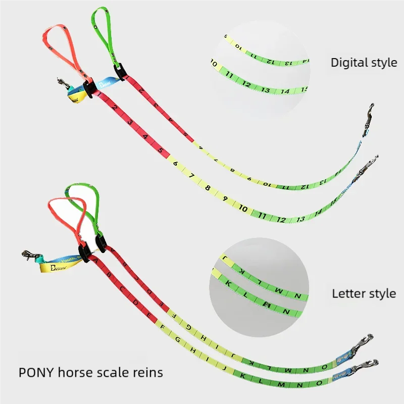 

French GALOP System Kids Measuring Reins Horse Riding Reins Soft Grip Training Reins for Pony Club Equestrian Training Equipment
