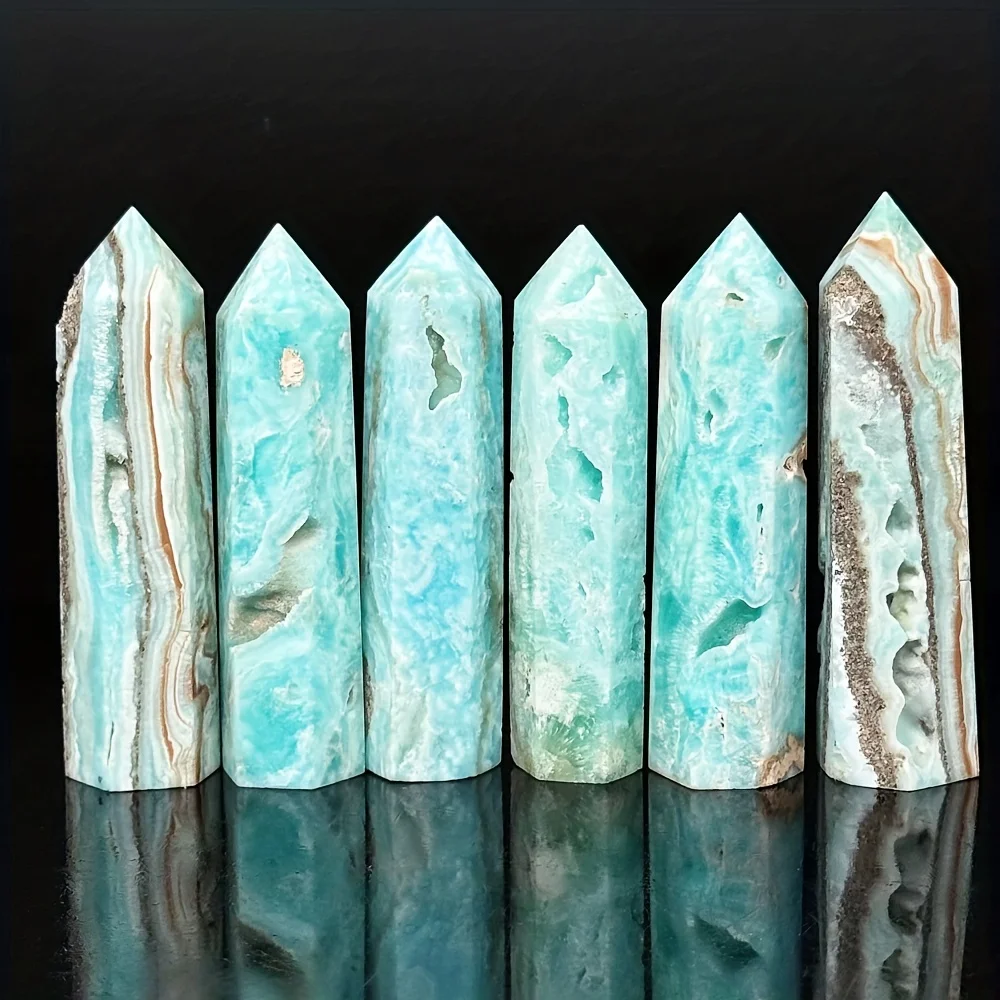1pc Natural Blue Argonite Crystal Tower - a Distinctive Specimen Suitable for Home Decoration, Educational Purposes