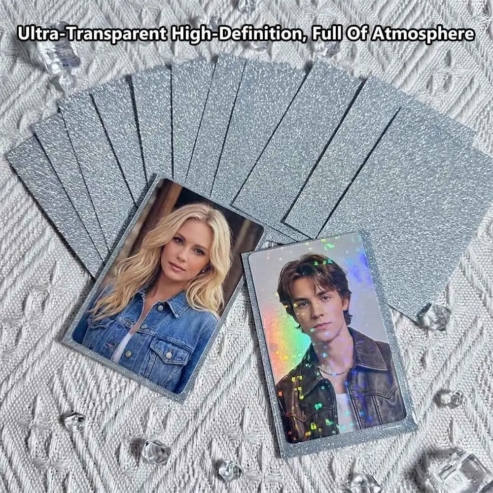 50pcs High Quality Silver Photocard Sleeve Glitter Anti-Scratch Card Protectors Holographic Shining Card Holder Photocard