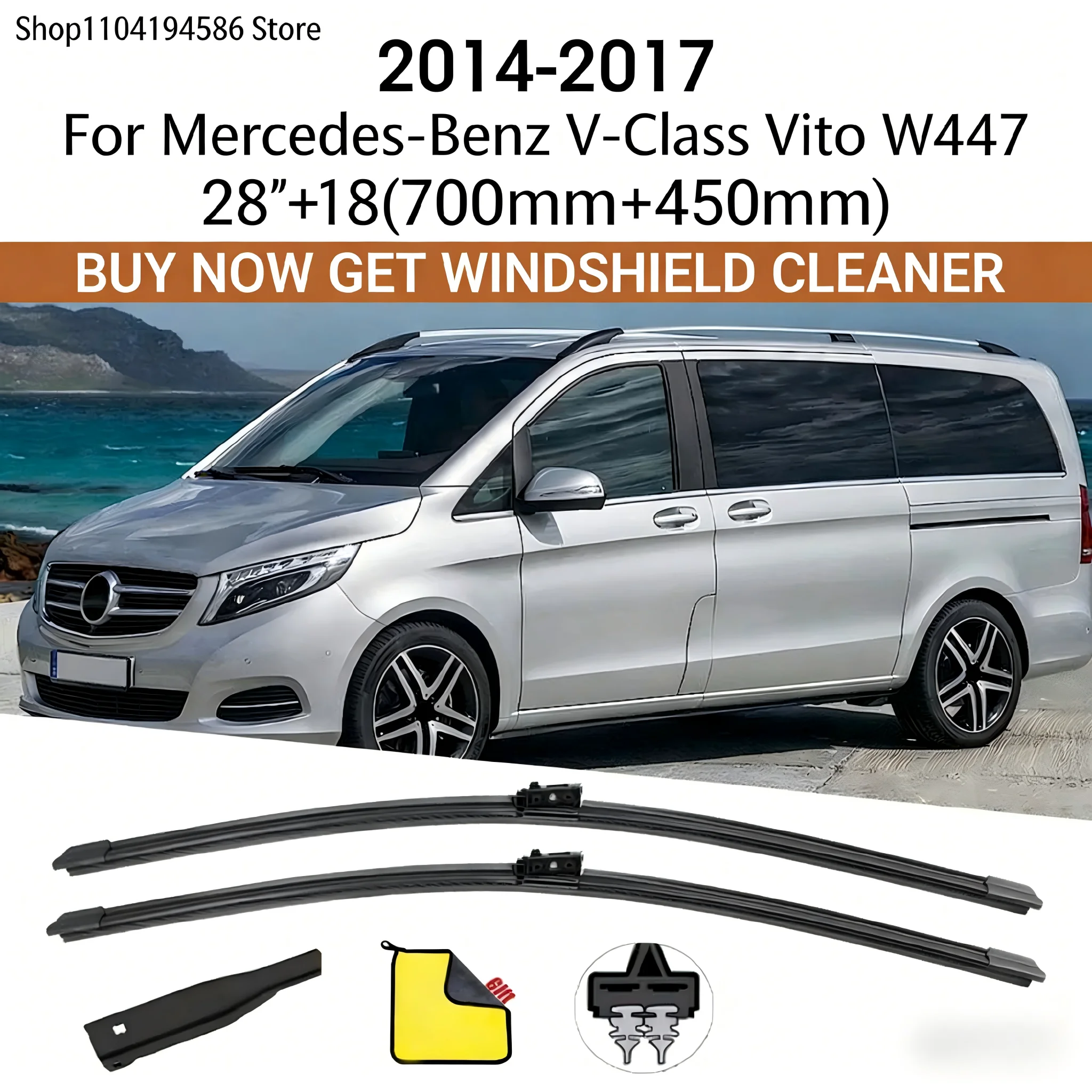 

Suitable for Mercedes-Benz V-Class Vito W447 2014 2015 2016 2024 windshield front window car wiper front wiper blade 28'+18'