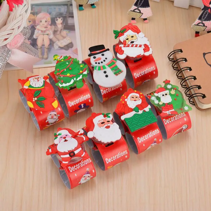 خاتم صفعة متوهج للكريسماس للأطفال ، ألعاب الكريسماس ، هدايا الحفلات ، سوار معصم للأطفال ، مفاجأة ، هدية صغيرة ، ديكور العام الجديد #4