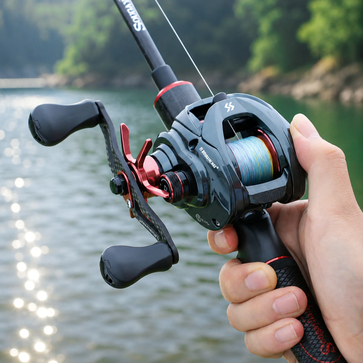 Sougayilang PRO DC Elektronische Baitcasting-Rolle Anti-Backlash 7.2:1 Übersetzungsverhältnis 7+1BB Carbon-Griff Salzwasser-Angelrolle – Detail 16