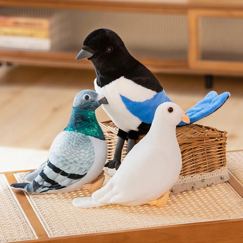 Nieuwe Levensechte Vogel Knuffels Simulatie Wit Groen Duif Mooie Ekster Knuffeldier Pop Fotografie Props Home Decor Geschenken