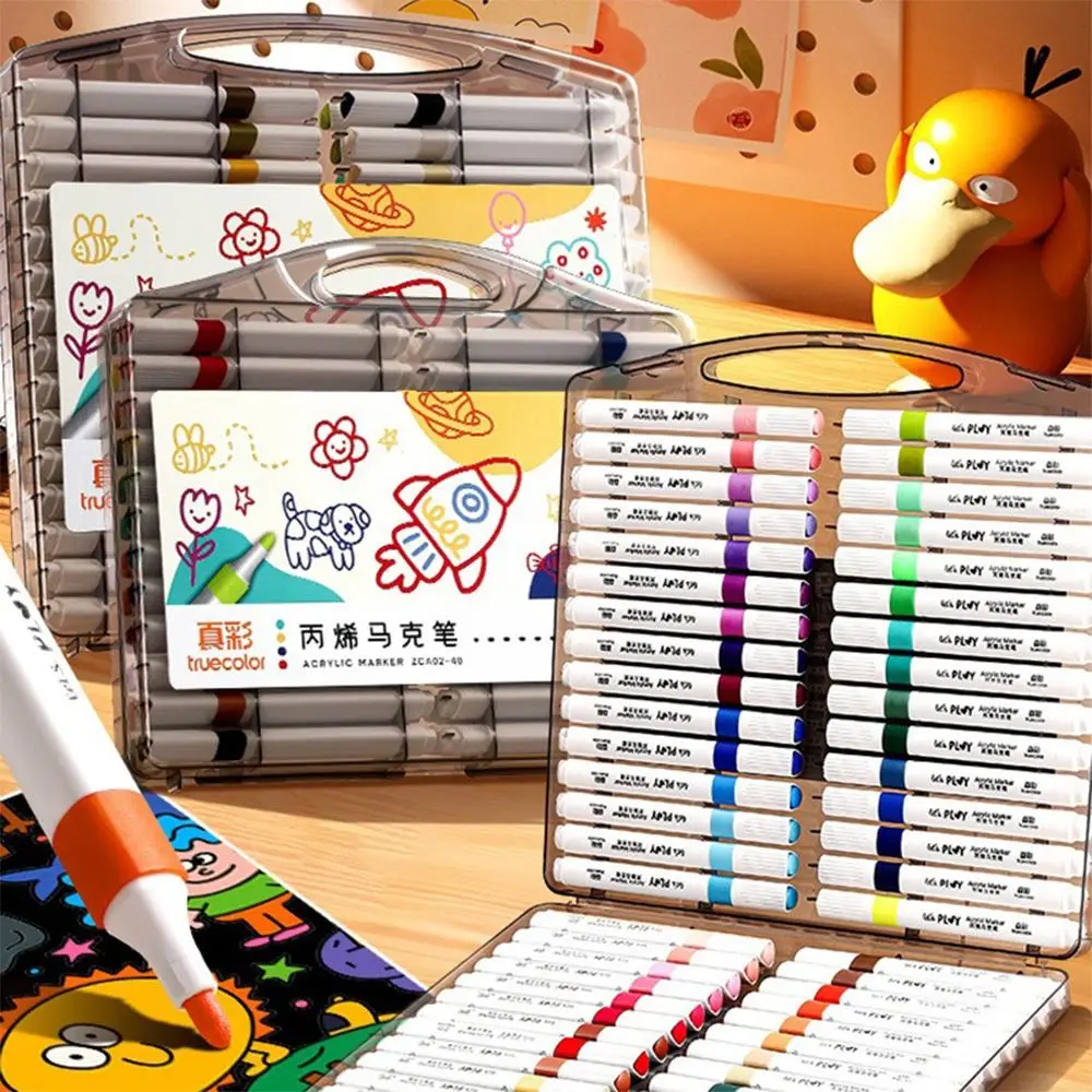 

12-60 Colors Washable Acrylic Marker Pen Quick Drying Smooth Writing Watercolor Pen DIY Hand Drawing Stackable Color