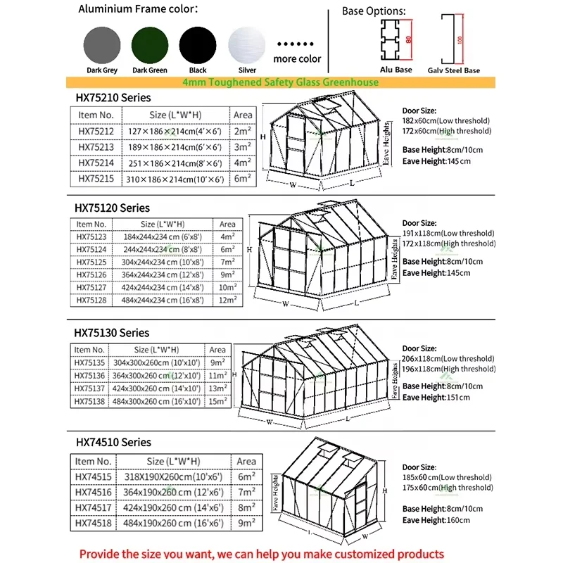 Reinforced Professional Fast Transport Weather Resistant Anti-rust Easy Assembly Glass Full Room Garden Greenhouse
