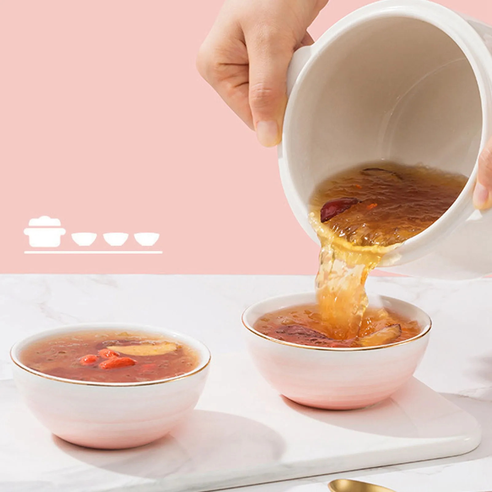 Electric Stew Pot 1L 200W Anti Dry Burn Safe Intelligent Electric Ceramic Cooker for Porridge Rice Soup