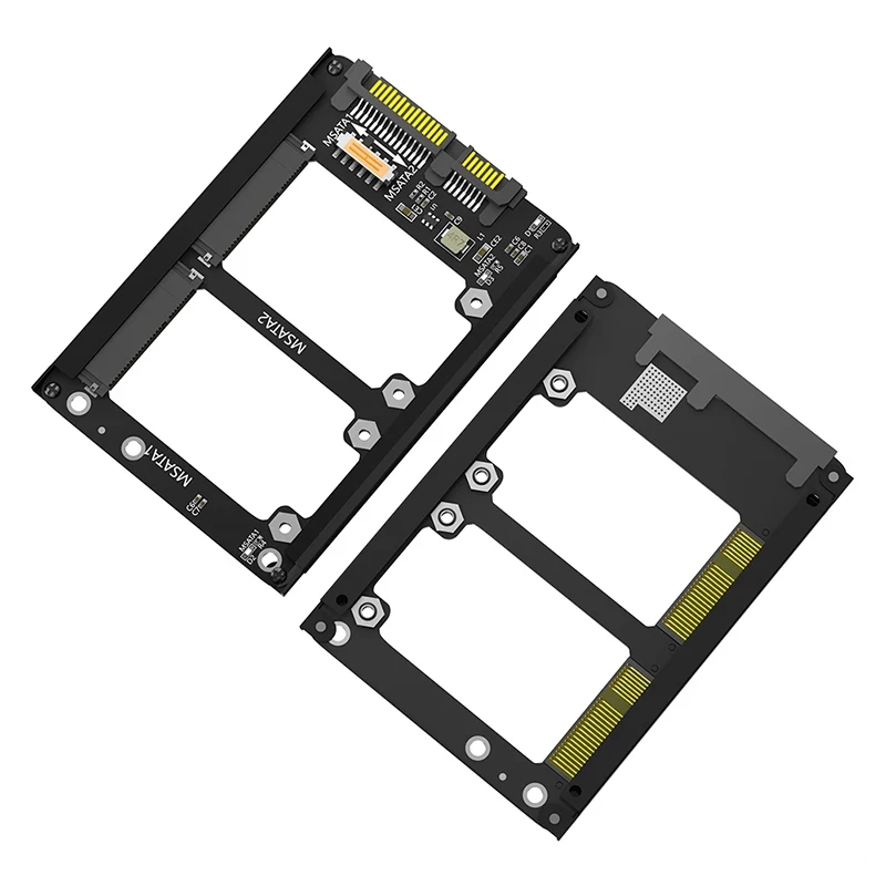 mSATA to SATA Adapter Riser Dual mSATA SSD To 2.5" SATA3.0 6Gbps Adapter Card With Metal Case Socket Enclosure mSATA SSD Adapter