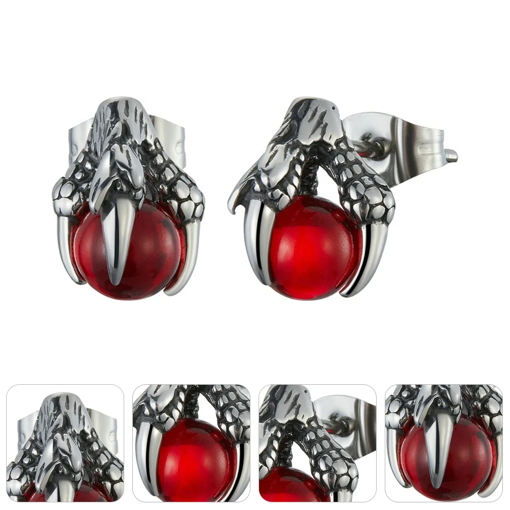 

Dragon Claw Glass Stud Earrings Girl Jewelry Charming Decor Trendy Stainless Steel