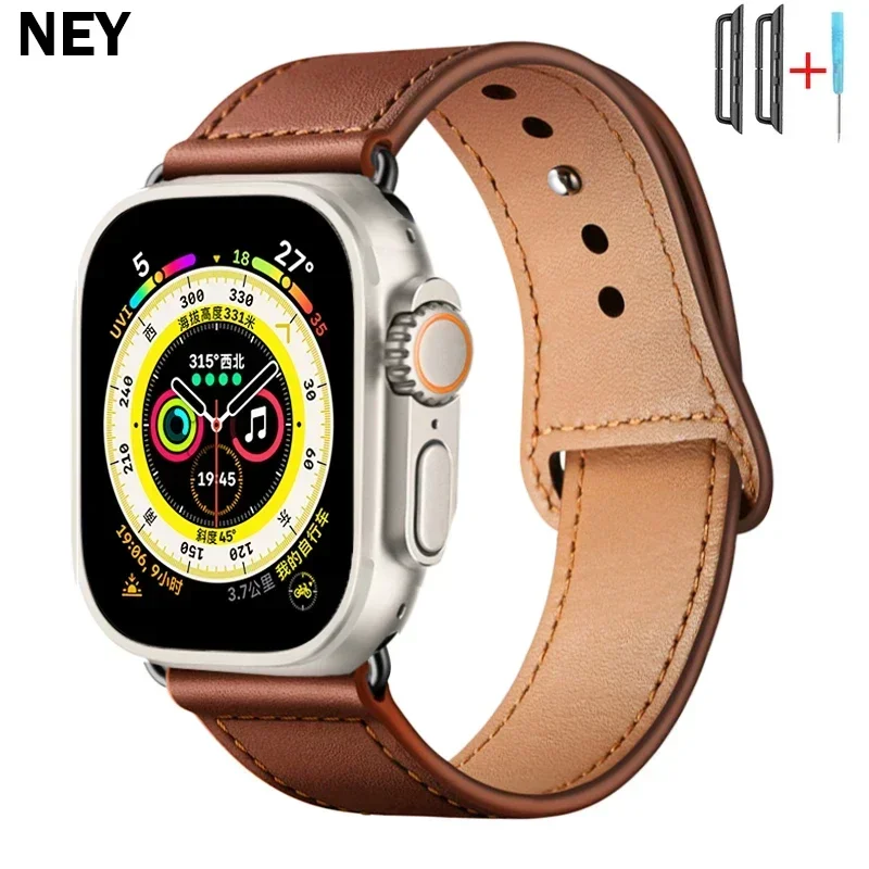 Leather loop For Apple watch band Ultra 49mm 44mm 40mm 42mm/46mm wrist bracelet for iWatch series 10 8 7 9 4 5 6 41mm/45mm strap