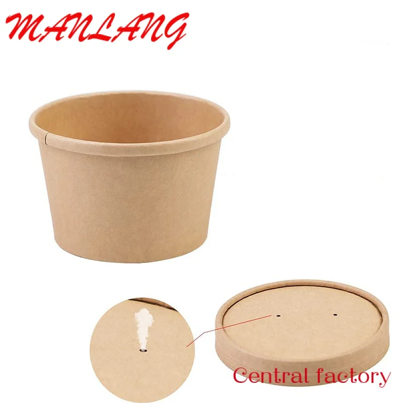 Custom  Biodegradable Fast Food Packaging Take Away Container Paper Soup Cup/ Paper Noodle Cup With Lid