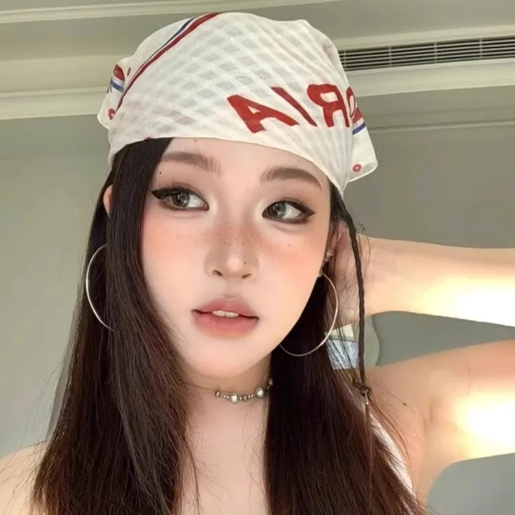 

Американский головной платок Y2k Millennium Spice Girl в стиле хип-хоп, уличный модный крутой квадратный шарф, новая летняя тонкая повязка на голову из чистого хлопка