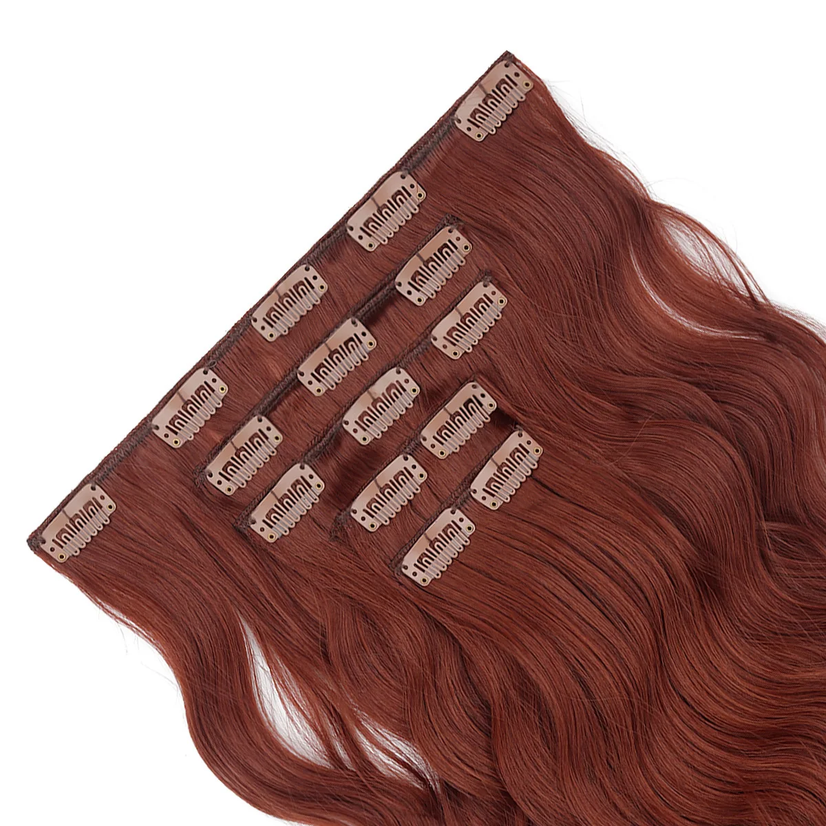 20Inch 5pcs/set Synthetic Hair Extension Long Curly  Heat Resistant Black  Hairpiece for Women ﻿