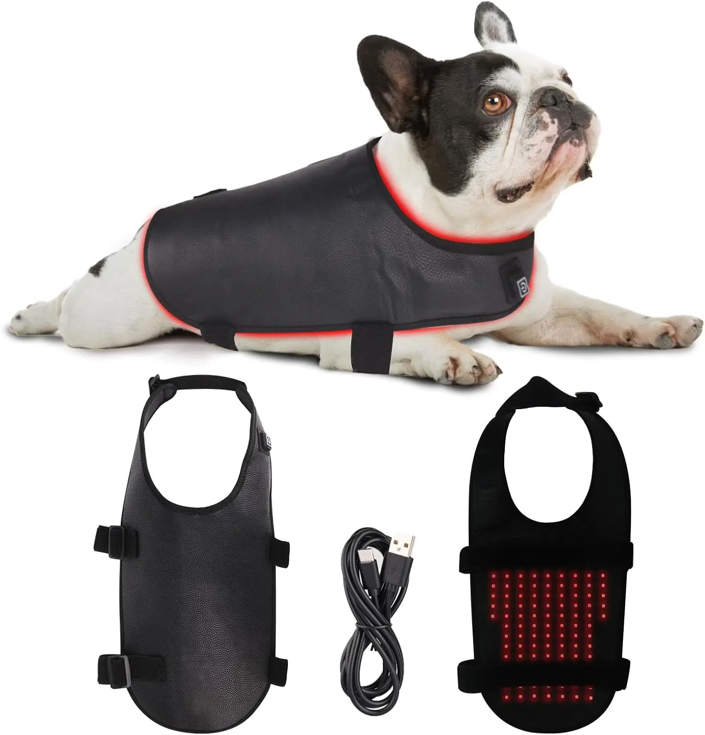

Pets Red Light Therapy Belt, LED Infrared Light Therapy for Dog and Cat with 128 LEDs 660&850 nm,Wearable Device for Pain Relief